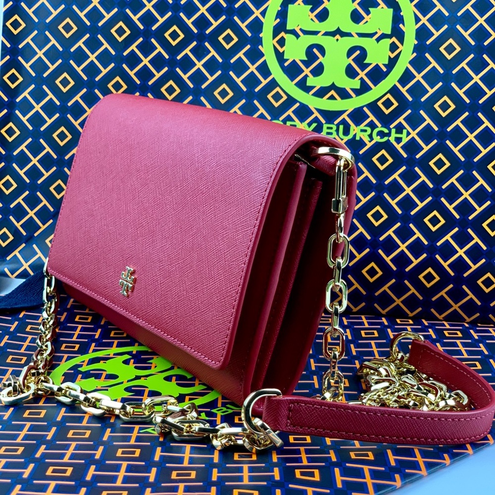 Tory Burch Emerson Leather Chain Wallet Crossbody - Picture 2 of 8